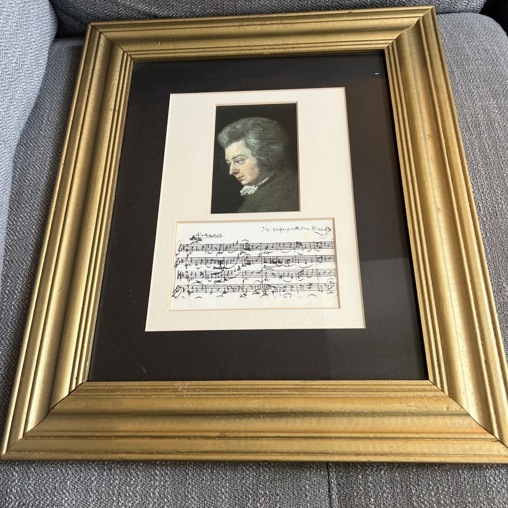 Wolfgang Amadeus Mozart Framed Music Framed 18 By 15 Preowned